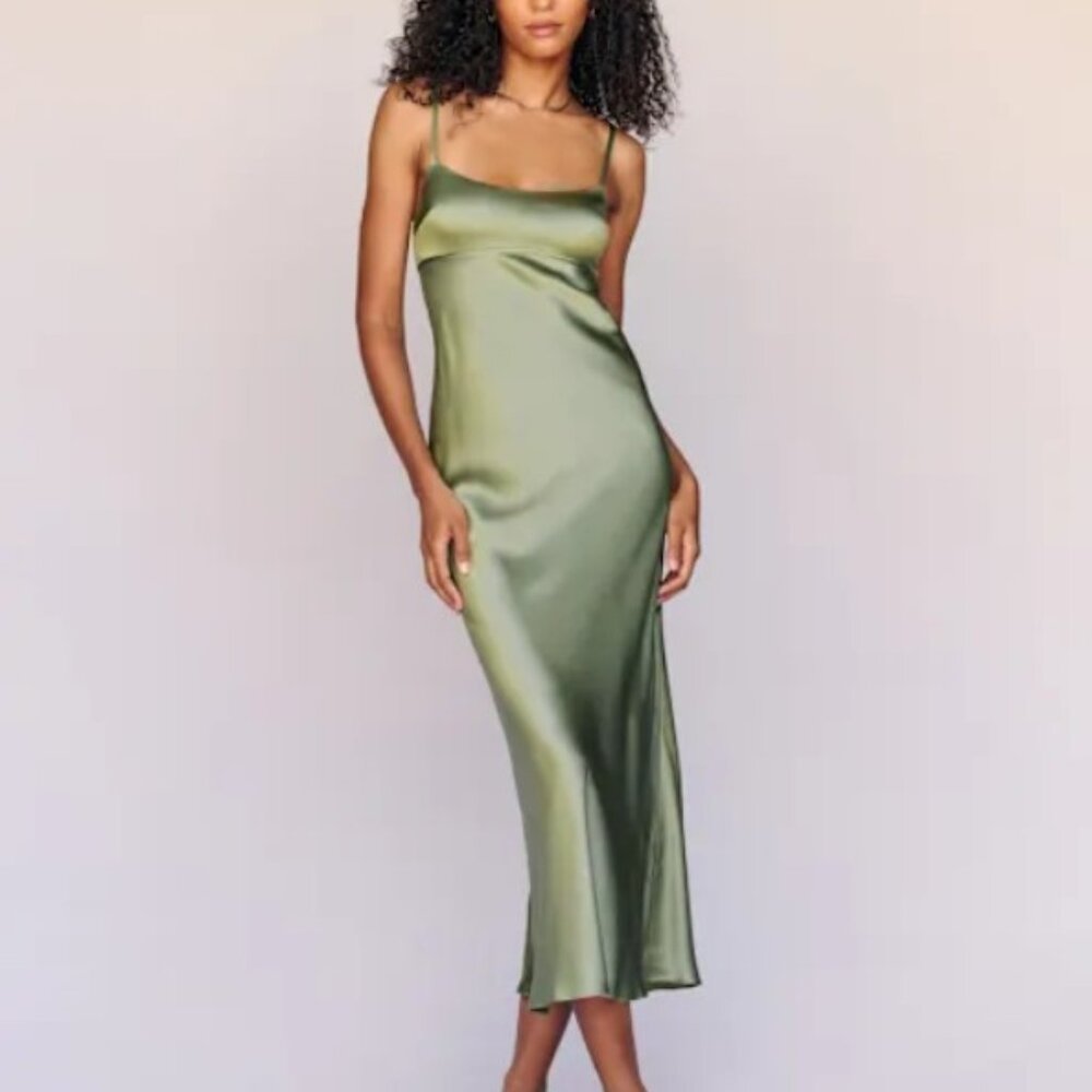 NWT Reformation Kailyn Silk Dress Artichoke - Size 0